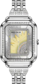 Knobbout Luxe 1,59" Dames Smartwatch - Zilveren stalen band