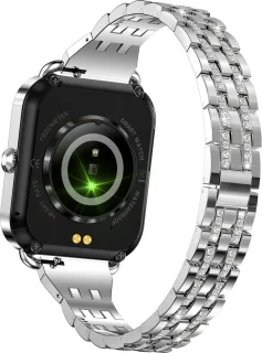 Knobbout Luxe 1,59" Dames Smartwatch - Zilveren stalen band