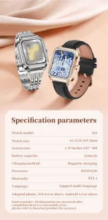Knobbout Luxe 1,59" Dames Smartwatch - Zilveren stalen band