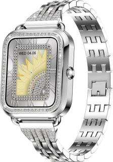 Knobbout Luxe 1,59" Dames Smartwatch - Zilveren stalen band