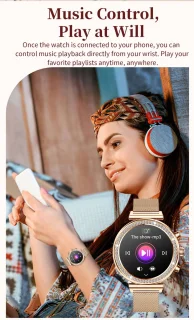 Knobbout Luxe Dames Smartwatch Zwart Stalen Band