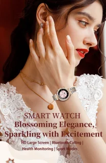 Knobbout Luxe Dames Smartwatch Zwart Stalen Band