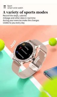 Knobbout Luxe Smartwatch voor Dames - Zilverkleurig Roestvrijstaal