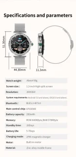 Knobbout Luxe Smartwatch voor Dames - Zilverkleurig Roestvrijstaal