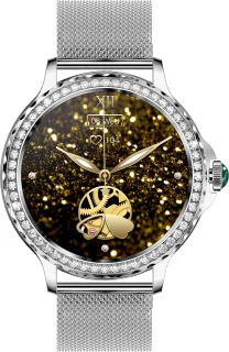 Knobbout Luxe Smartwatch voor Dames - Zilverkleurig Roestvrijstaal