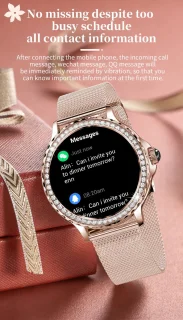 Knobbout Luxe Smartwatch voor Dames - Zilverkleurig Roestvrijstaal
