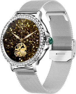 Knobbout Luxe Smartwatch voor Dames - Zilverkleurig Roestvrijstaal