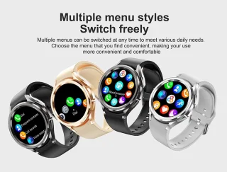 Knobbout Slimme Bluetooth Smartwatch 1.46" Goud staal + silicone bandje
