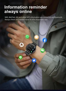 Knobbout Slimme Bluetooth Smartwatch 1.46" Zilver staal & silicone band