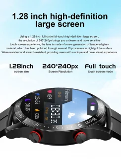 Knobbout Slimme Smartwatch 1,28 inch Zwart Staal+Siliconen