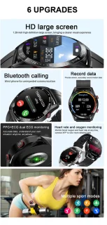 Knobbout Slimme Smartwatch 1,28 inch Zwart Staal+Siliconen