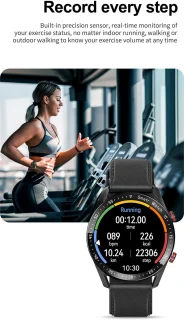 Knobbout Slimme Smartwatch 1,28 inch Zwart Staal+Siliconen