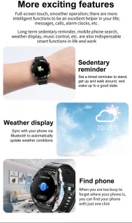 Knobbout Slimme Smartwatch 1,28 inch Zwart Staal+Siliconen