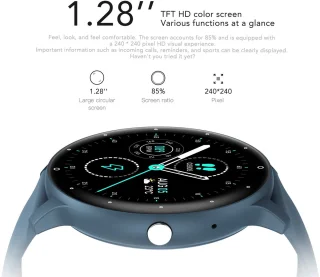 Knobbout Smatch 1.28" smartwatch zwart staal+siliconen band
