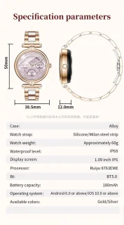 Knobbout Stijlvol Dames Smartwatch - Bicolor stalen band