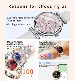 Knobbout Stijlvol Dames Smartwatch - Bicolor stalen band
