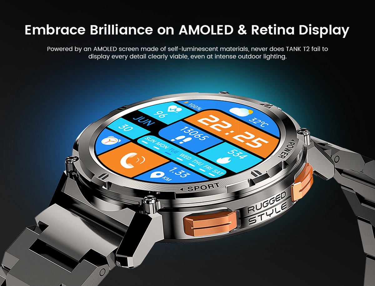 Kospet Tank T2 Ultra Smartwatch 1.43" AMOLED