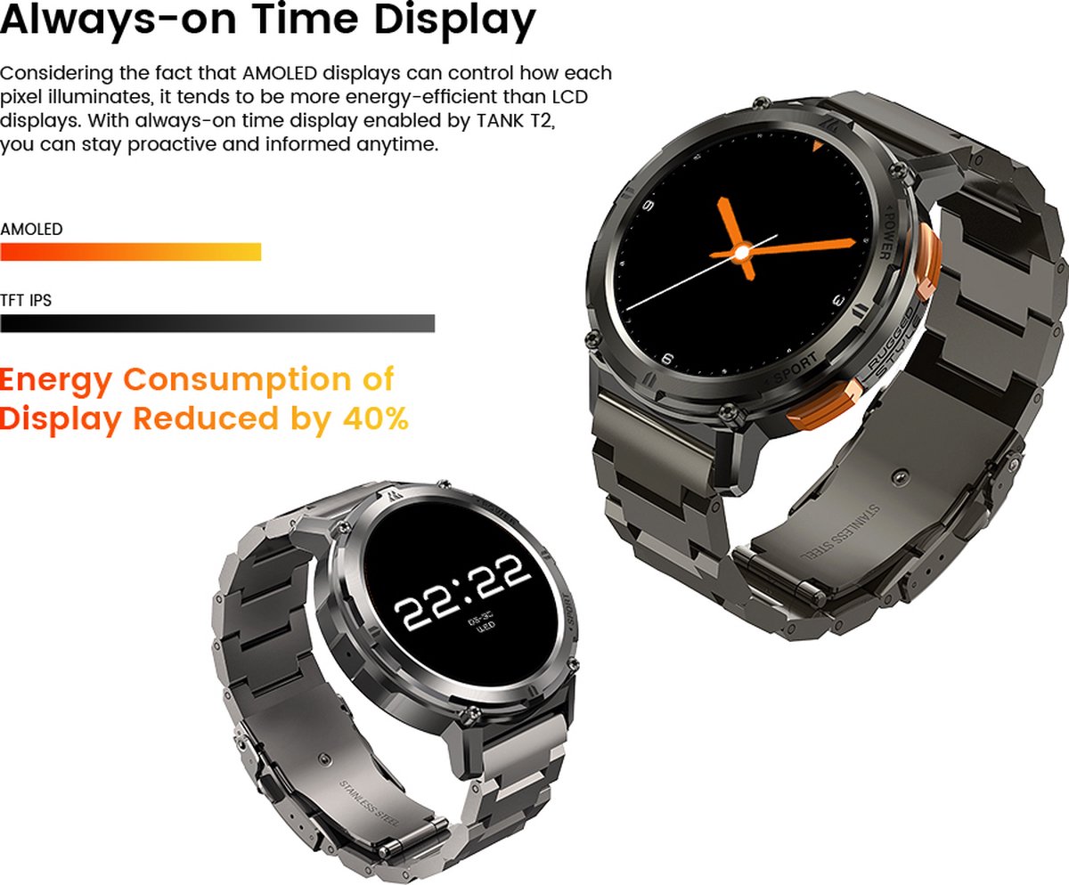 Kospet Tank T2 Ultra Smartwatch 1.43" AMOLED