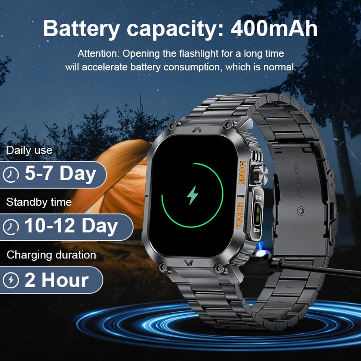 LED Smartwatch Mannen Waterdicht Sporthorloge Bluetooth