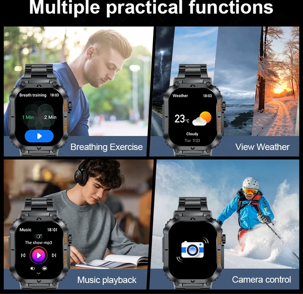 LED Smartwatch Mannen Waterdicht Sporthorloge Bluetooth