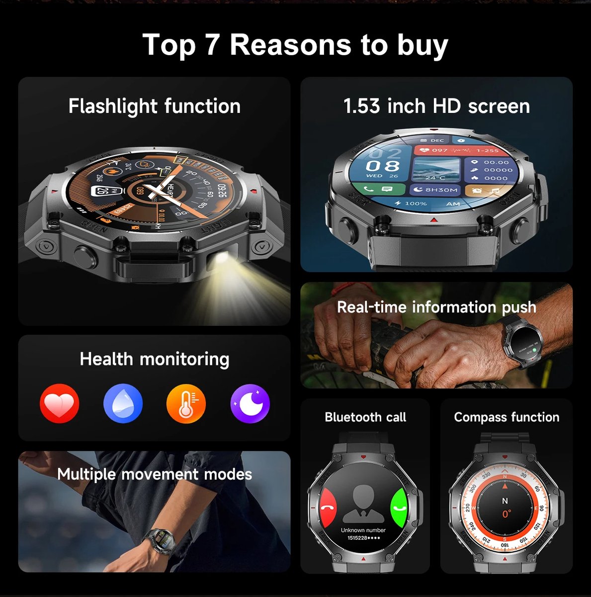 LED Smartwatch Unisex met GPS en Bluetooth