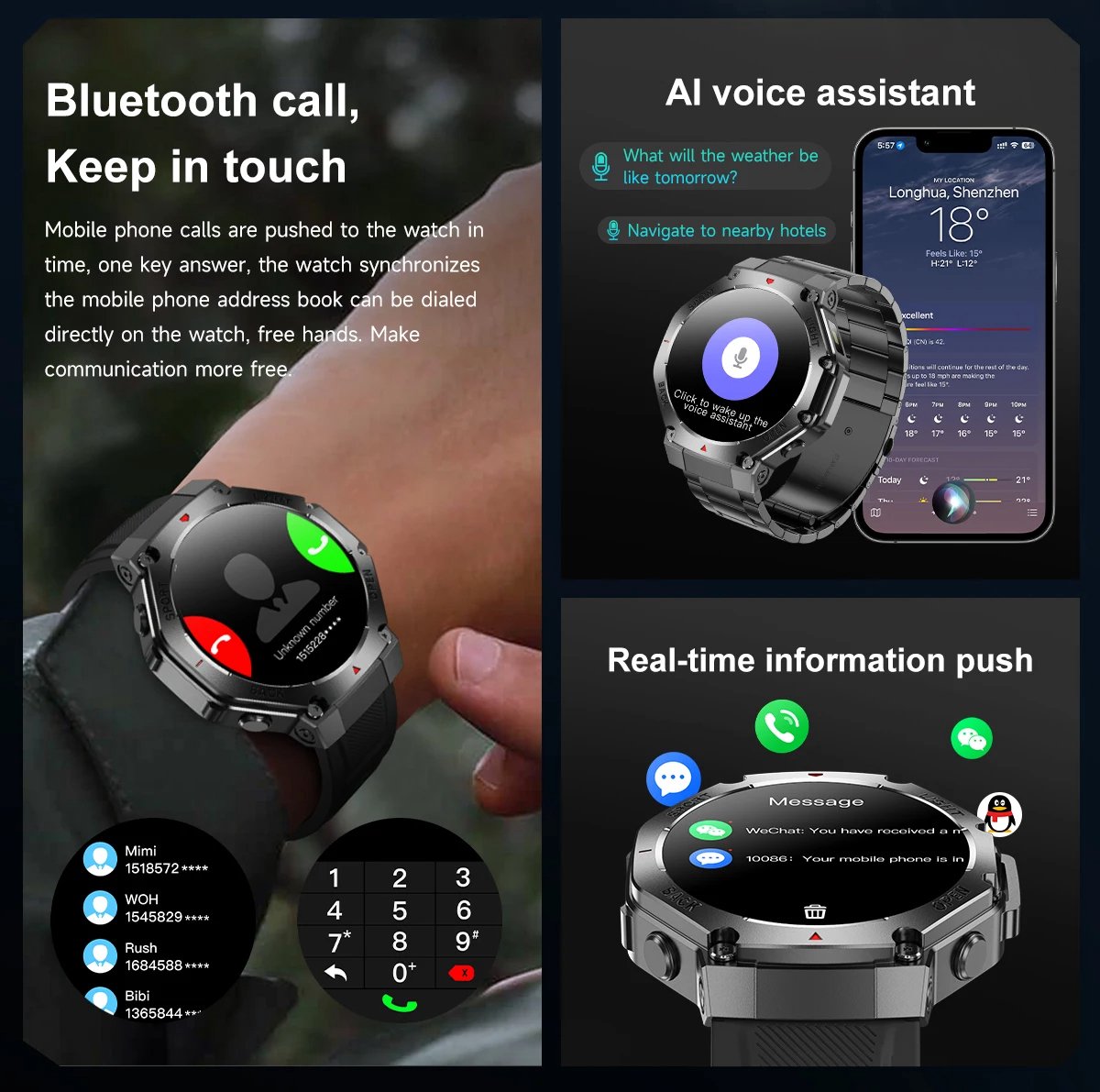 LED Smartwatch Unisex met GPS en Bluetooth