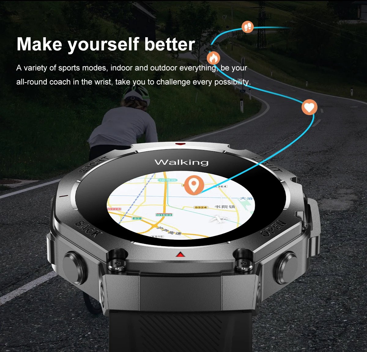 LED Smartwatch Unisex met GPS en Bluetooth