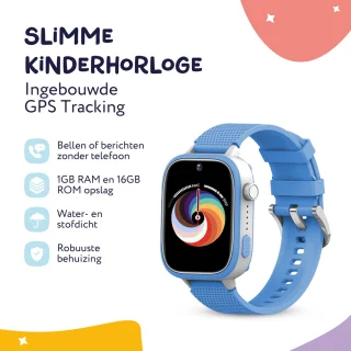 LEROYS Kinder Smartwatch GPS 4G Blauw Inclusief Simkaart