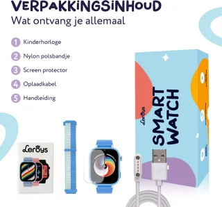 LEROYS Kinder Smartwatch GPS 4G Blauw Inclusief Simkaart