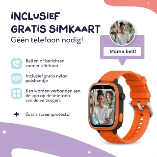 LEROYS Smartwatch Kinderen 4G GPS Oranje met Simkaart