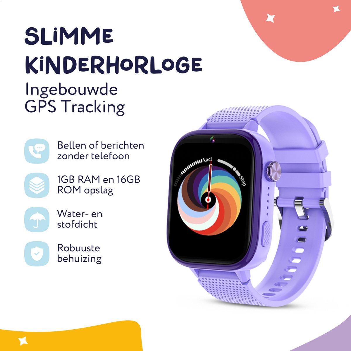 Wat vinden we goed aan de LEROYS Smartwatch Kinderen 4G GPS Paars Inclusief Simkaart