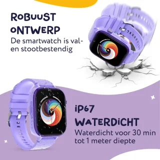 LEROYS Smartwatch Kinderen 4G GPS Paars Inclusief Simkaart