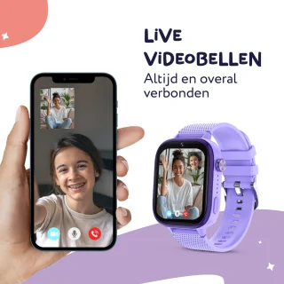 LEROYS Smartwatch Kinderen 4G GPS Paars Inclusief Simkaart