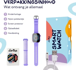 LEROYS Smartwatch Kinderen 4G GPS Paars Inclusief Simkaart