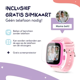 LEROYS Smartwatch Kinderen 4G GPS Roze inclusief Simkaart