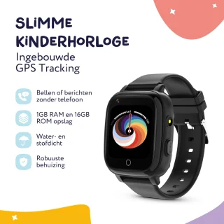 LEROYS Smartwatch Kinderen 4G GPS Zwart Inclusief Simkaart