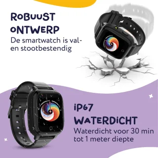 LEROYS Smartwatch Kinderen 4G GPS Zwart Inclusief Simkaart