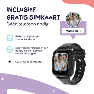 LEROYS Smartwatch Kinderen 4G GPS Zwart Inclusief Simkaart