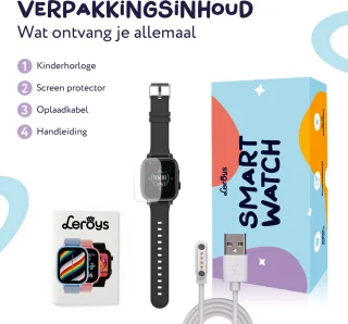 LEROYS Smartwatch Kinderen 4G GPS Zwart Inclusief Simkaart