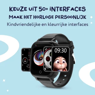 LEROYS Smartwatch Kinderen 4G GPS Zwart Inclusief Simkaart