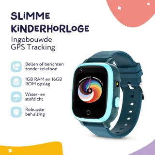 LEROYS Smartwatch Kinderen GPS 4G Blauw inclusief Simkaart