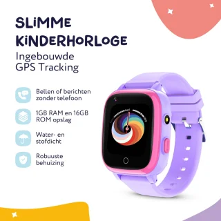 LEROYS Smartwatch Kinderen GPS 4G Paars inclusief Simkaart