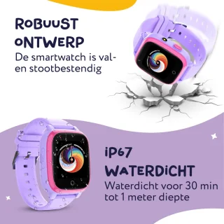 LEROYS Smartwatch Kinderen GPS 4G Paars inclusief Simkaart