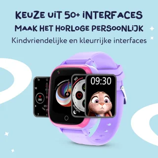 LEROYS Smartwatch Kinderen GPS 4G Paars inclusief Simkaart