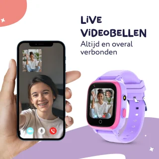 LEROYS Smartwatch Kinderen GPS 4G Paars inclusief Simkaart