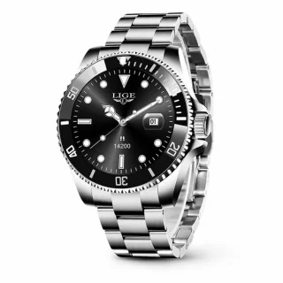 LIGE smartwatch heren 2026, rvs band, zwart zilver