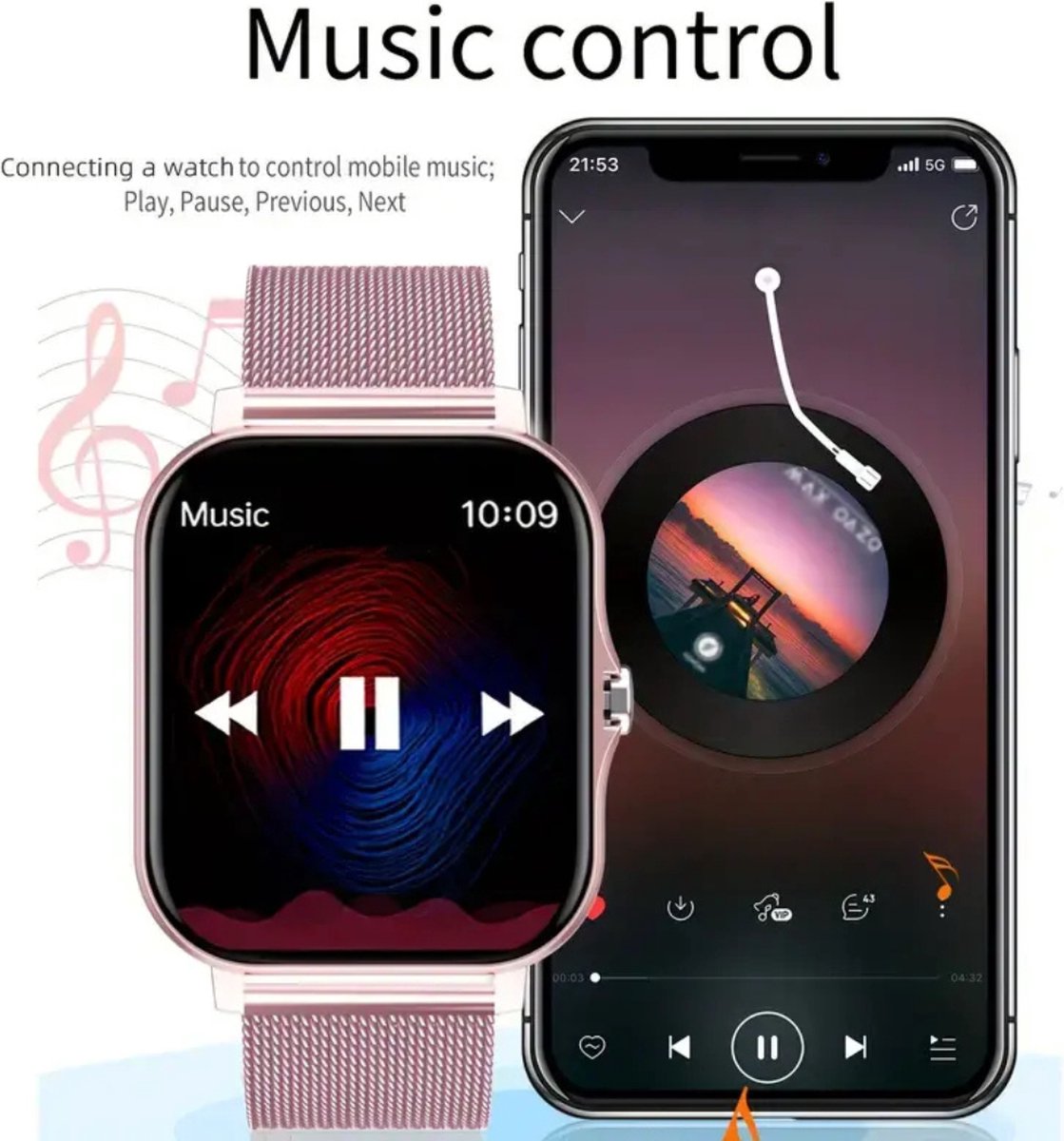 Livano Smartwatch Zwart Digitaal