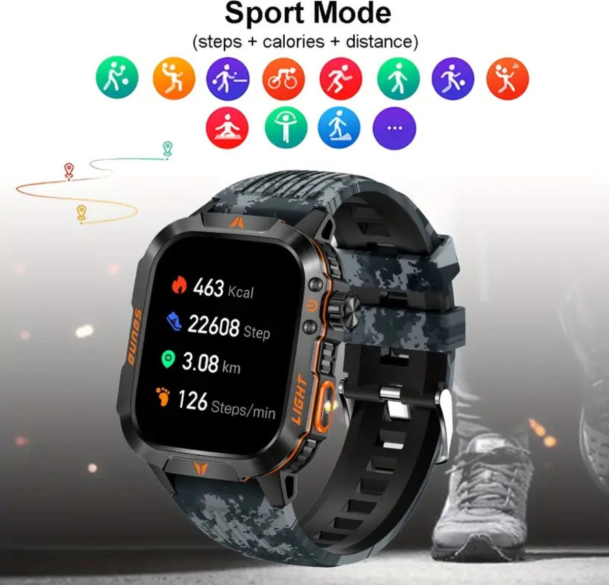 Livano Smartwatch Zwart Gaas