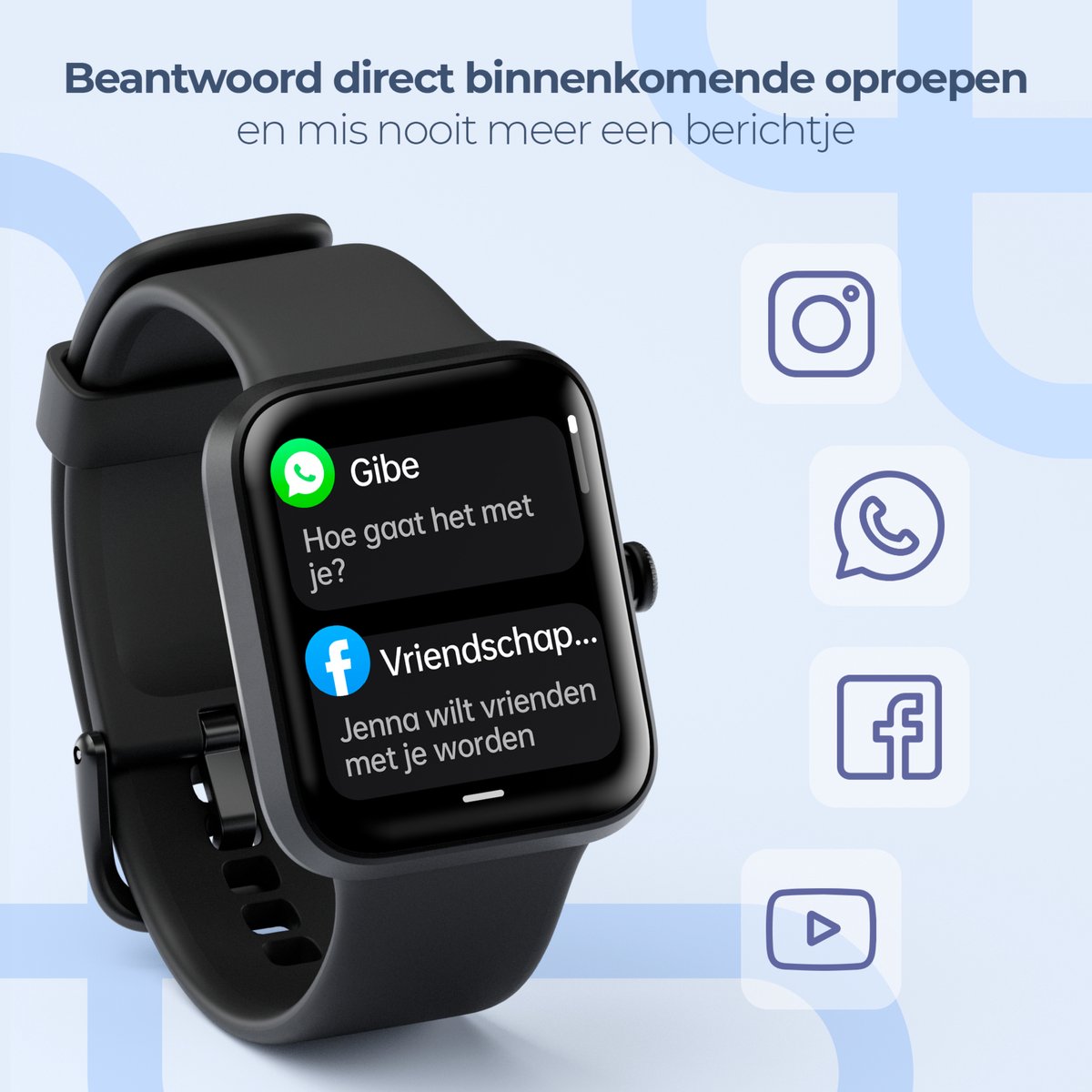 Lunis Smartwatch Zwart Unisex