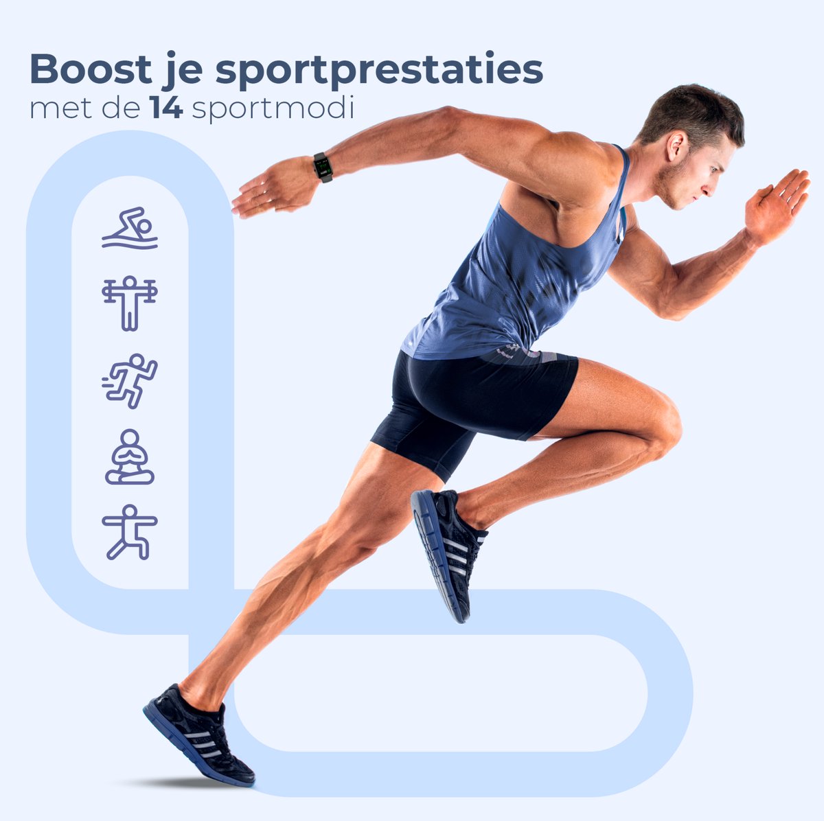 Lunis Smartwatch Zwart Unisex